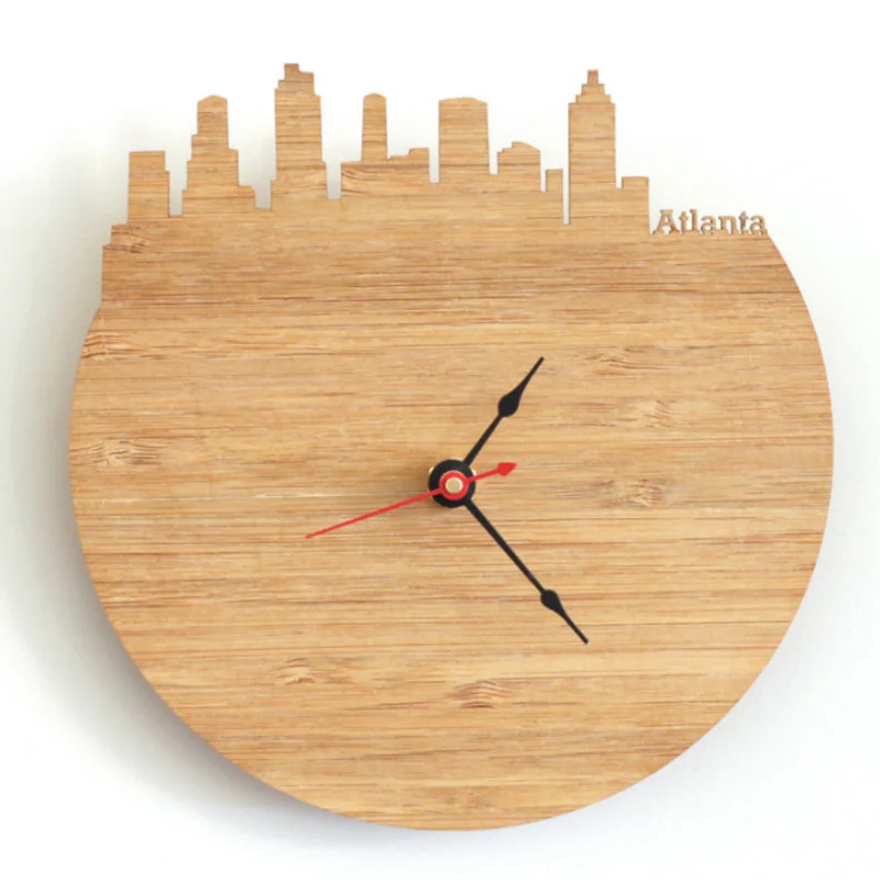 Настенные часы из натурального бамбука Атланты дизайнерские на стену украшение