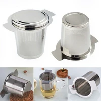 stainless steel mesh tea infuser metal cup strainer loose leaf filter with lid