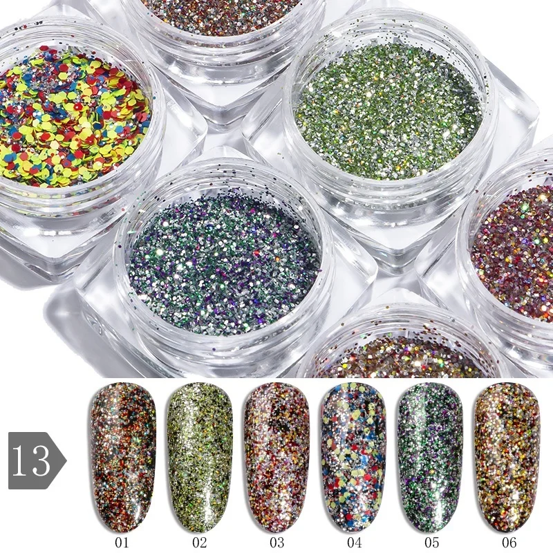 6 шт./компл. красочные свободные порошок ярко-розовый маленький лазерный Красивая