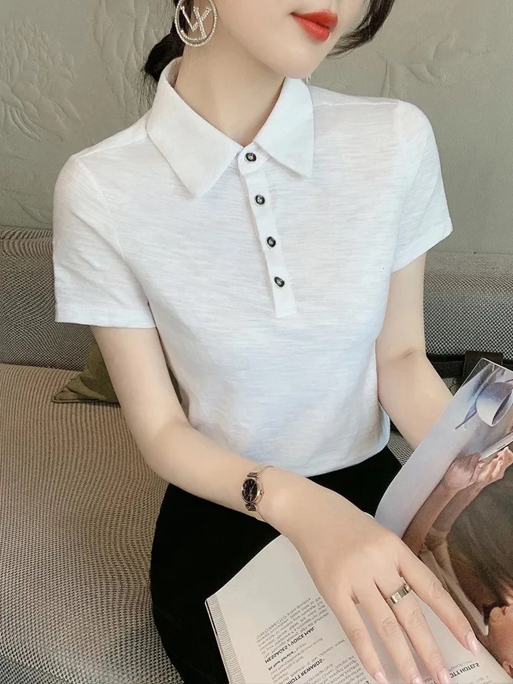 

T-shirt coral red Women 2021 New Women White T Shirt summer Cotton T shirt