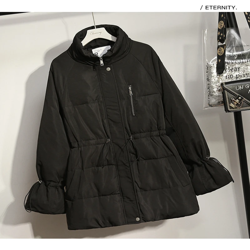 Fashionable Cotton-padded Jacket Women's Jacket, Large Size, Warmth And Thin, A-line Version, Winter 2021new Solid Color Problem