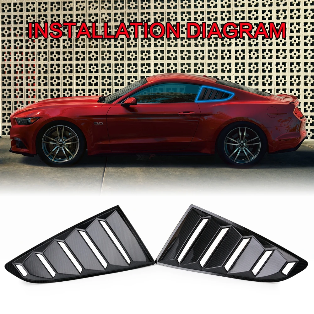 

2X Rear Quarter Window Louvers Scoops Spoiler Car Styling Tunning Panel Side Air Vent Cover Sticker for Ford Mustang 2015 - 2020