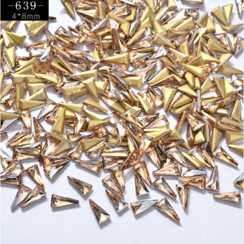 10pcs Crystal AB Fancy Triangular Nail Rhinestones Decorations Chameleon Aurora Alloy 3D Glass DIY Art Jewelry Wholesale | Красота и