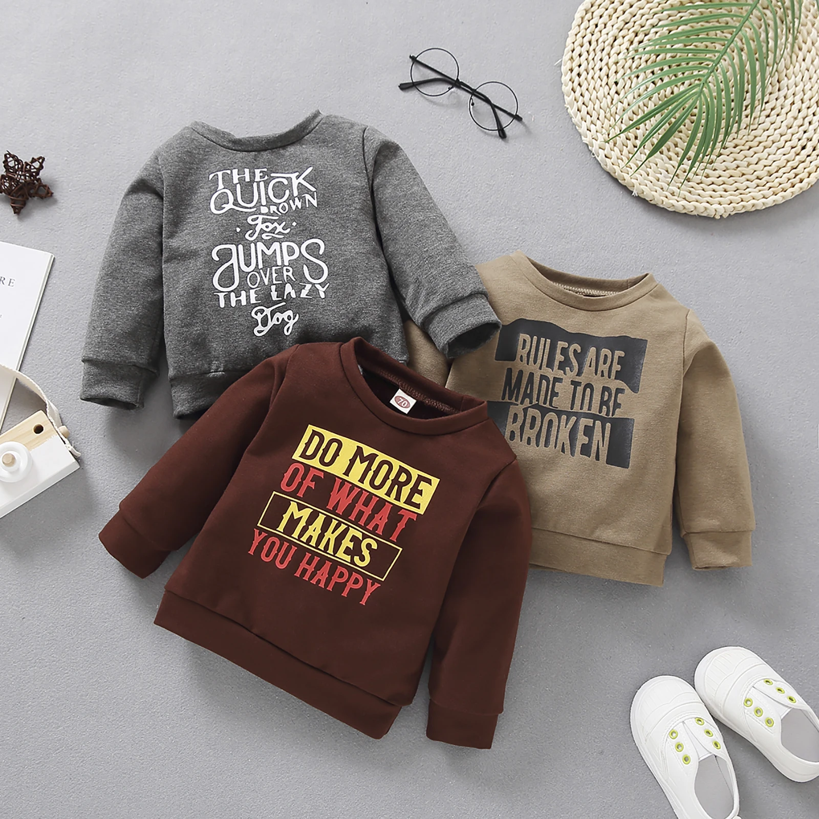 Toddler Baby Sweatshirts Letter Print Round Neck Long Sleeve Hoodies Top for Birthday Party Photography Vacation 3-24Months