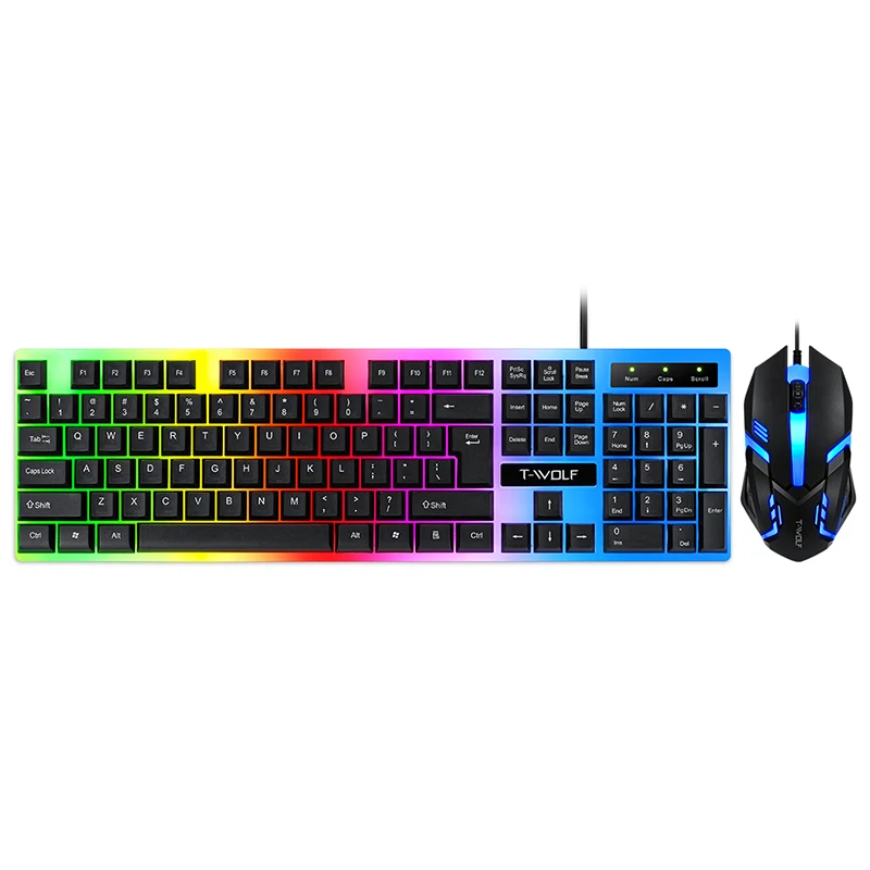 

Механическая проводная мышь, клавиатура, RGB игровая светящаяся клавиатура, мышь, набор, водонепроницаемая игровая клавиатура, компьютер, Оф...