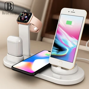 3 in 1 wireless charger dock 10w 9v fast charging wireless stand for apple watch iphone 11 x xs max type c airpods charge holder free global shipping