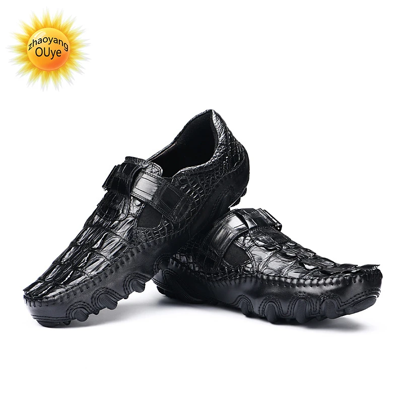

2021 new crocodile skin back bone bean shoes Octopus men's shoes flat shoes genuine leather business leisure autumn shoes