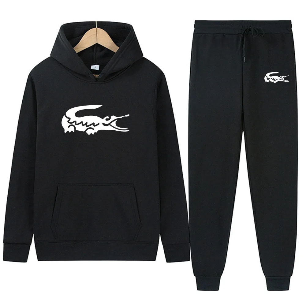 

2 pieces of men's suit fashion hooded sweatshirt + sweatpants autumn and winter casual jogging sportswear men's cycling clothes