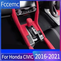 red suede turn fur gear panel cover trim for honda civic 2020 central control panel frame interior modification right hand drive