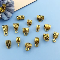125pcs mixed vintage antique gold tube spacer bead bail european bracelet charms pendant for jewelry making and craf accessories