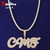 custom name letters pendant solid back men aaaa cubic zircon hip hop necklaces jewelry