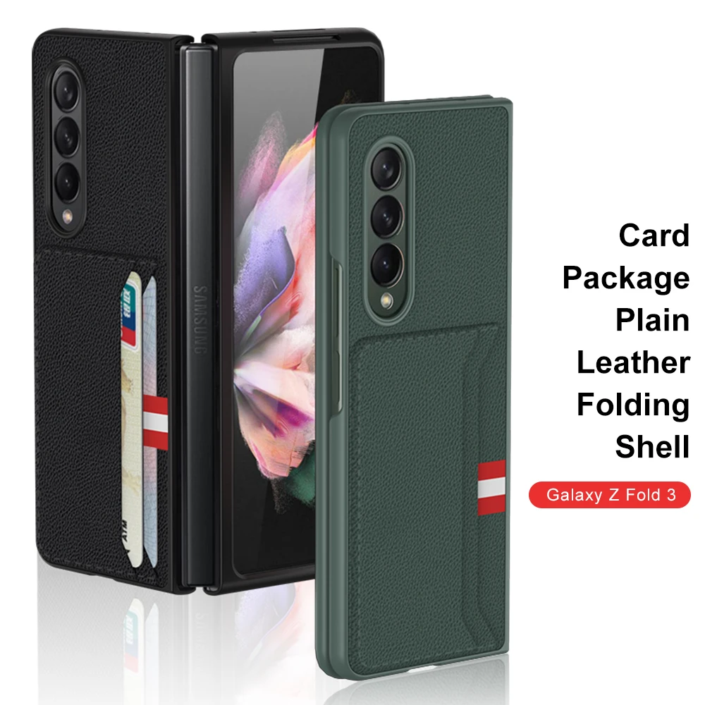 Luxury Leather Case For Samsung Galaxy Z Fold 3 5G Ultra-thin Shockproof Phone Cases For Galaxy Fold 3 Card Slot Coque Fundas