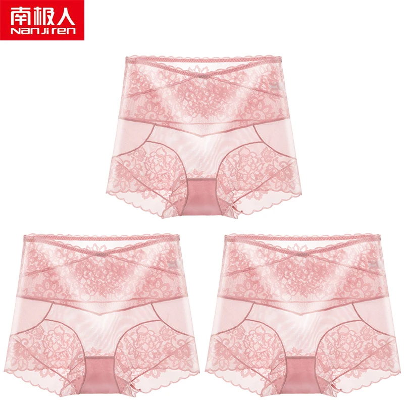 

NANJIREN Women Underwear Lingerie Pants Seamless Breathable High-Rise Cotton Lace Summer Girls Comfortable Briefs 3pcs
