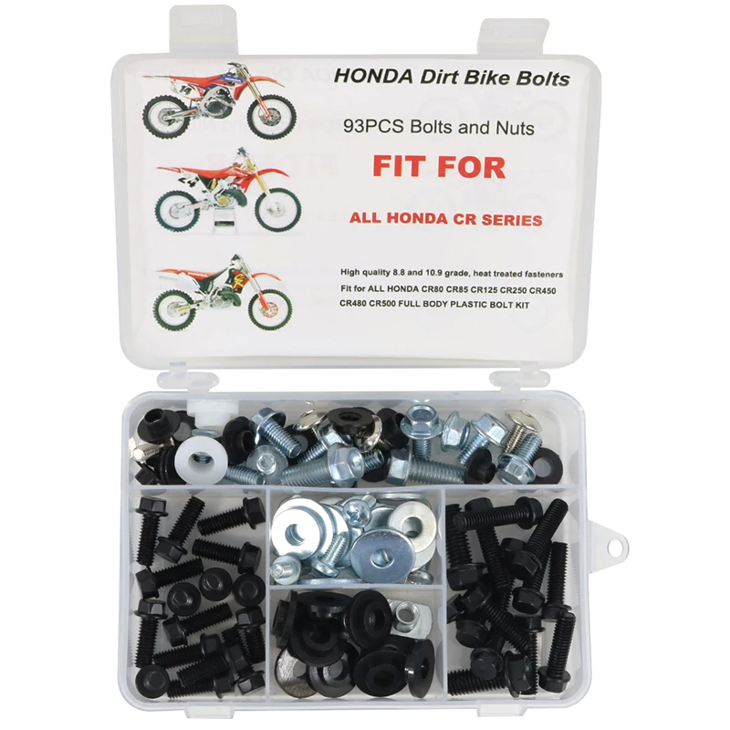 

Fit for HONDA CR80 CR85 CR125 CR250 CR500 COMPLETE PLASTICS BODY BOLT KIT 80 85 125 250 450 480 500 Dirt Bike Bolts Kit
