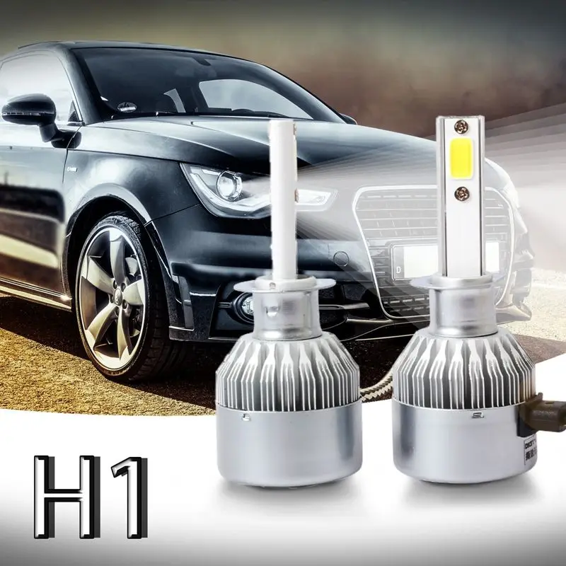 

New 2pcs C6 LED Car Headlight Kit COB H1 36W 7600LM White Light Bulbs