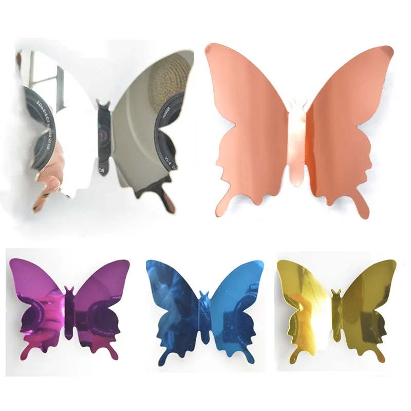

12Pcs Stereoscopic Mirror 3D Butterfly stickers room living room wall stickers decoration