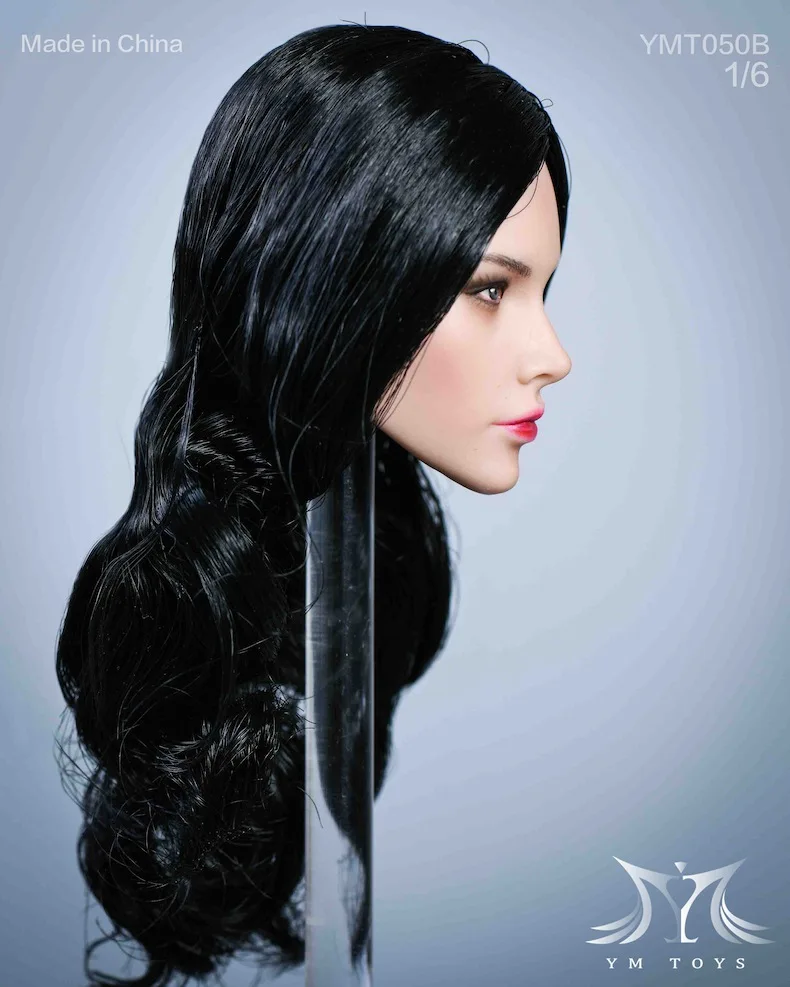 

YMT050 Presale 1/6 Female Head Sculpt Russian women Black/silver short long planted hair For 12" TBLeague PH action Figure Doll