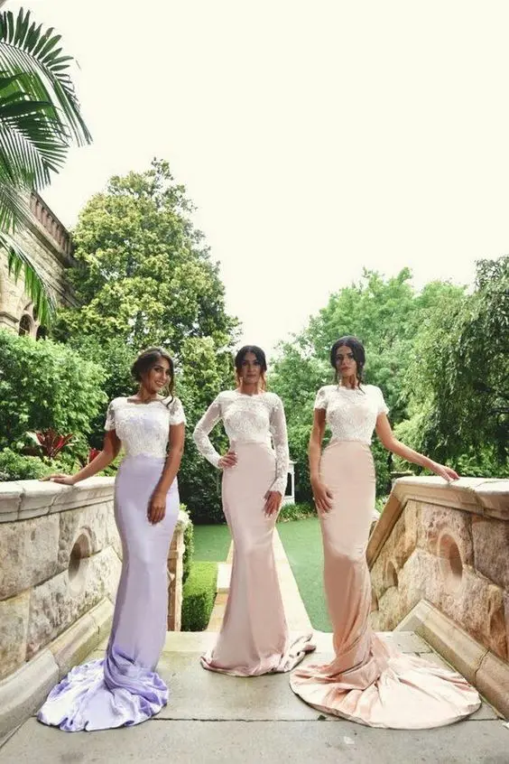 

SuperKimJo Robe Demoiselle D Honneur Femme Русалка платья подружки невесты 2021 Кружевная аппликация элегантное розовое дешевое свадебное платье