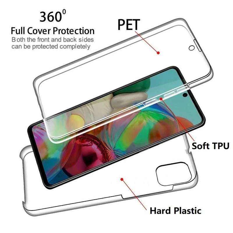 Полноразмерный чехол 360 для Samsung M51 A31 A72 A01 Core A21S M21 A51 A71 A10S A20E армированный Galaxy A32 A52
