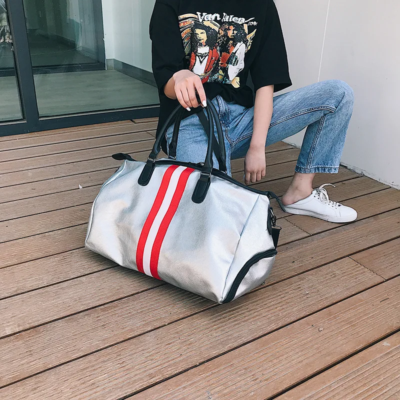 Sports Fitness Yoga PU Bags Women Travel Sport Handbag Large Capacity Waterproof Portable Training Gym Bags Shoes Storage HAB610