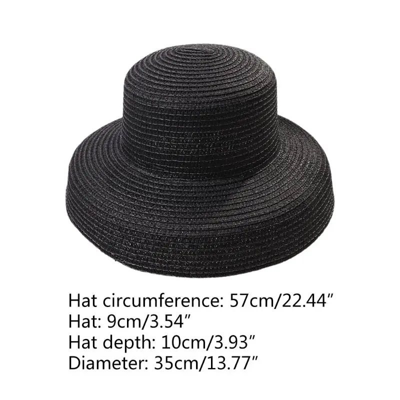 

Womens Vintage Hepburn Straw Sun Hat Bell Shaped Wide Brim Vacation Beach Cap Sun Hat