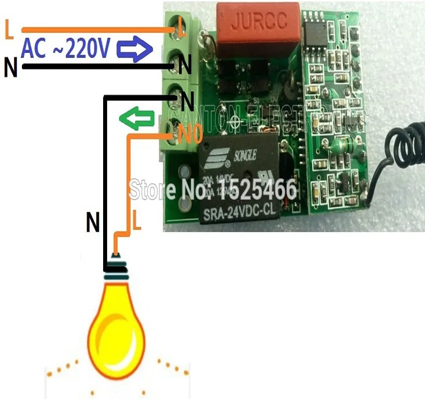 220V 433Mhz AC Wireless RF Relay Switch Learning code Receiver for EV1527 PT2262 ASK OOK | Обустройство дома