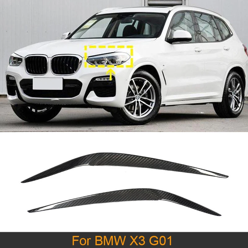Накладки на передние фары из сухого углеродного волокна для BMW X3 G01 2018 2019|Наклейки