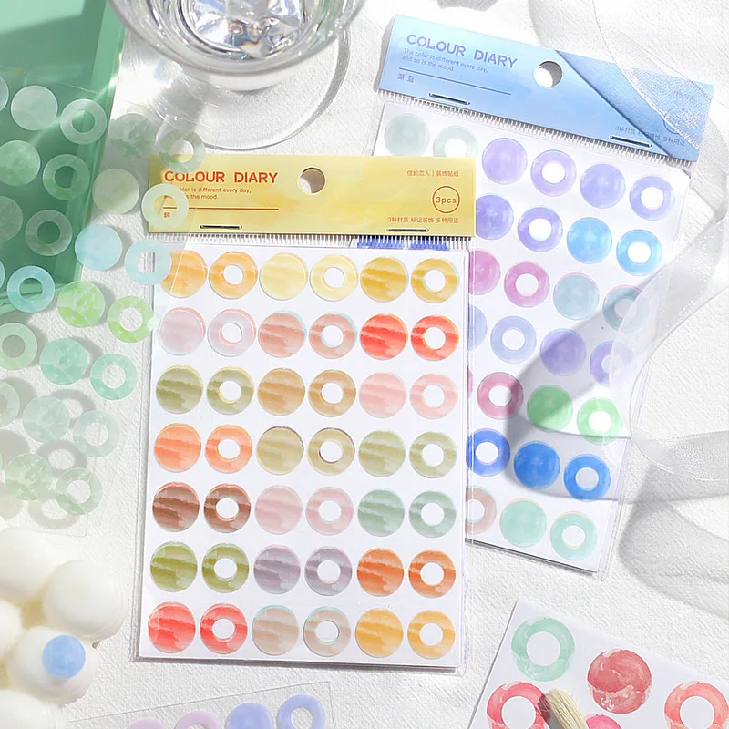 

Yisuremia 3pcs/Pack Kawaii Colors Stickers DIY Scrapbooking Crafts Journals Label Decorative Adhesive Sticker School Stationery
