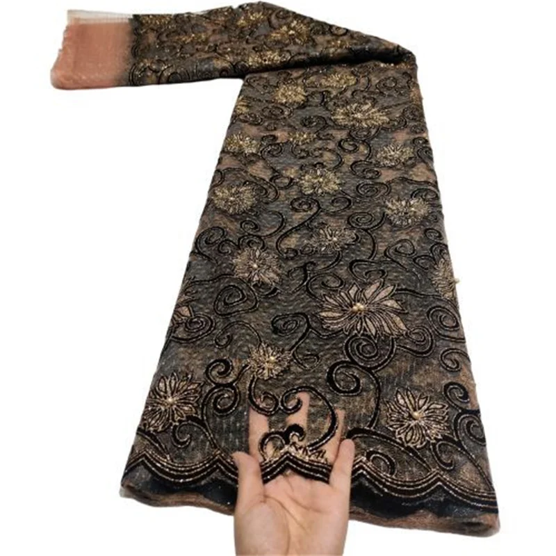

Новейшая бархатная африканская кружевная ткань с вышивкой, французская сетчатая кружевная ткань с искусственным кружевом для вечерние