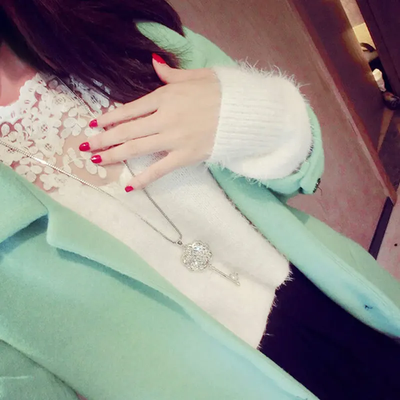 Винтажное ожерелье серебряного цвета с кулоном в виде ключа для женщин длинная