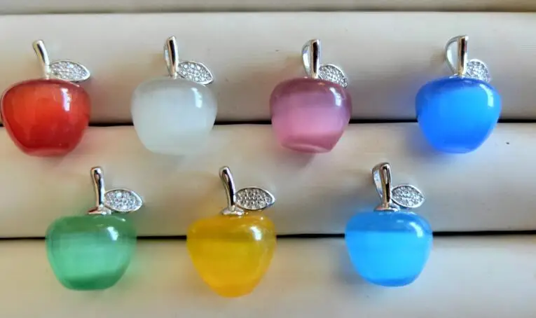 Подвеска в виде яблока из стерлингового серебра подвеска натурального камня