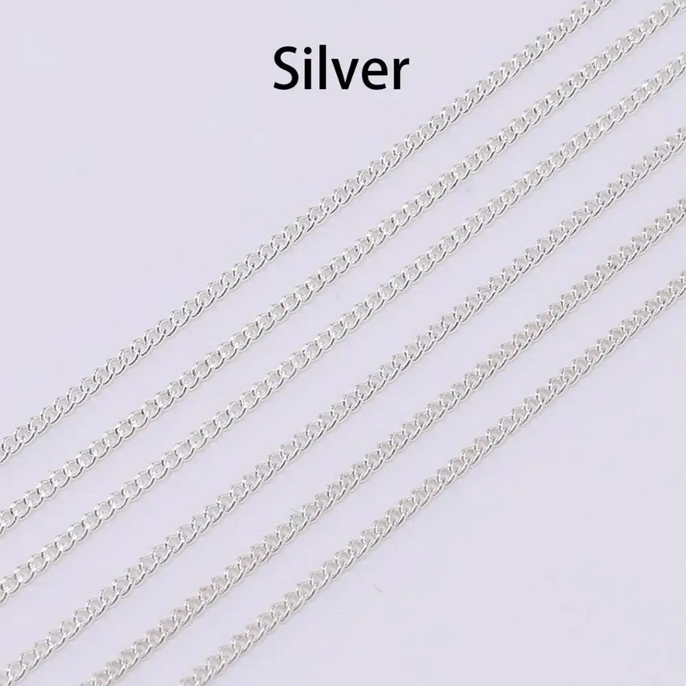 Silver 5 м/лот серебряное/золотое/бронзовое ожерелье цепи для изготовления ювелирных изделий материалы ручной работы DIY ожерелье цепь поставки - Цвет: Silver