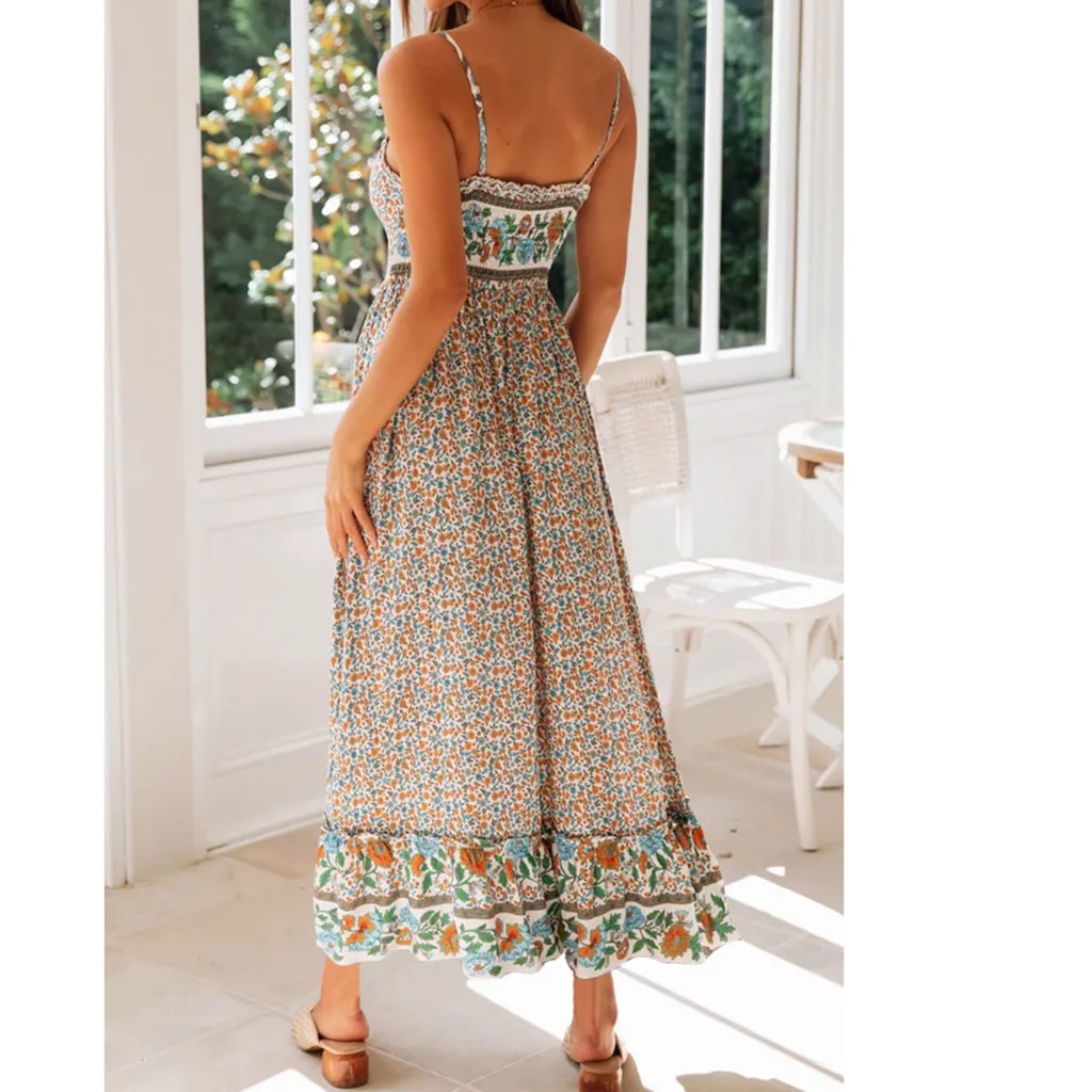 Женское платье на каждый день с v образным вырезом Платья цветочным принтом без