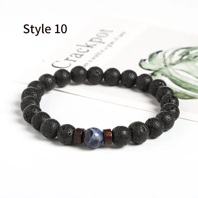 Style 10 JD мужской браслет, натуральный Императорский камень, бусина, тибетский Будда, браслет, чакра, лавовый камень, диффузный браслет, мужские ювелирные изделия, подарок - Окраска металла: Style 10