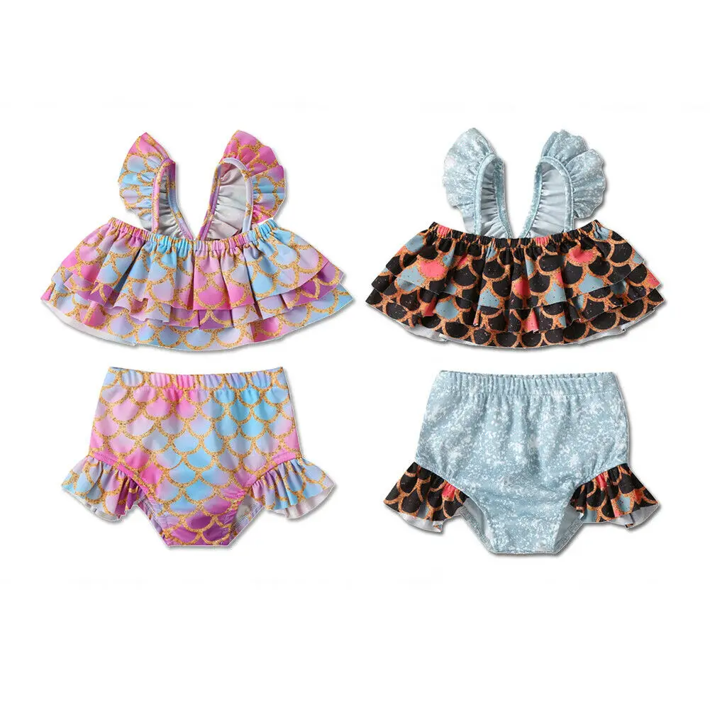 Citgeett/летняя детская одежда для девочек с изображением рыбьей чешуи Топ + шорты