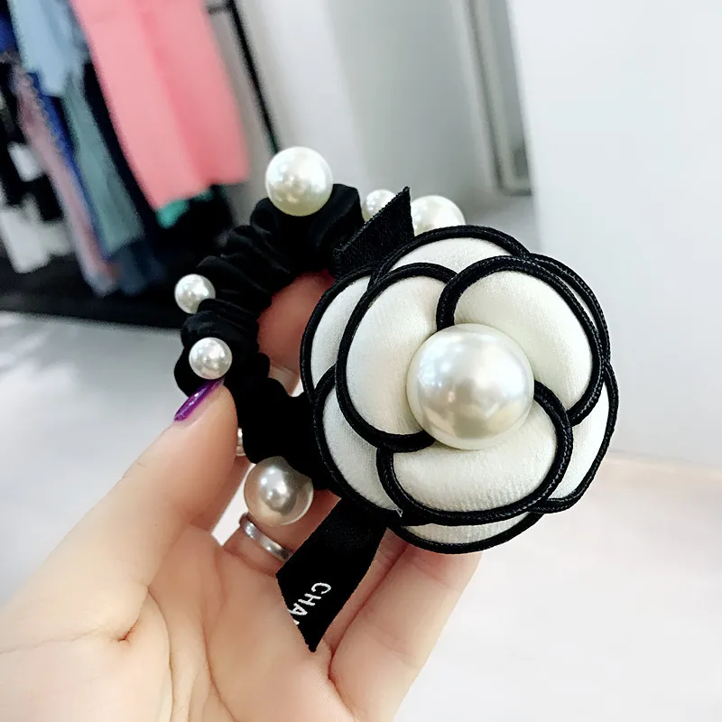 Женские резинки для волос Камелия модный конский хвостик с жемчужинами в