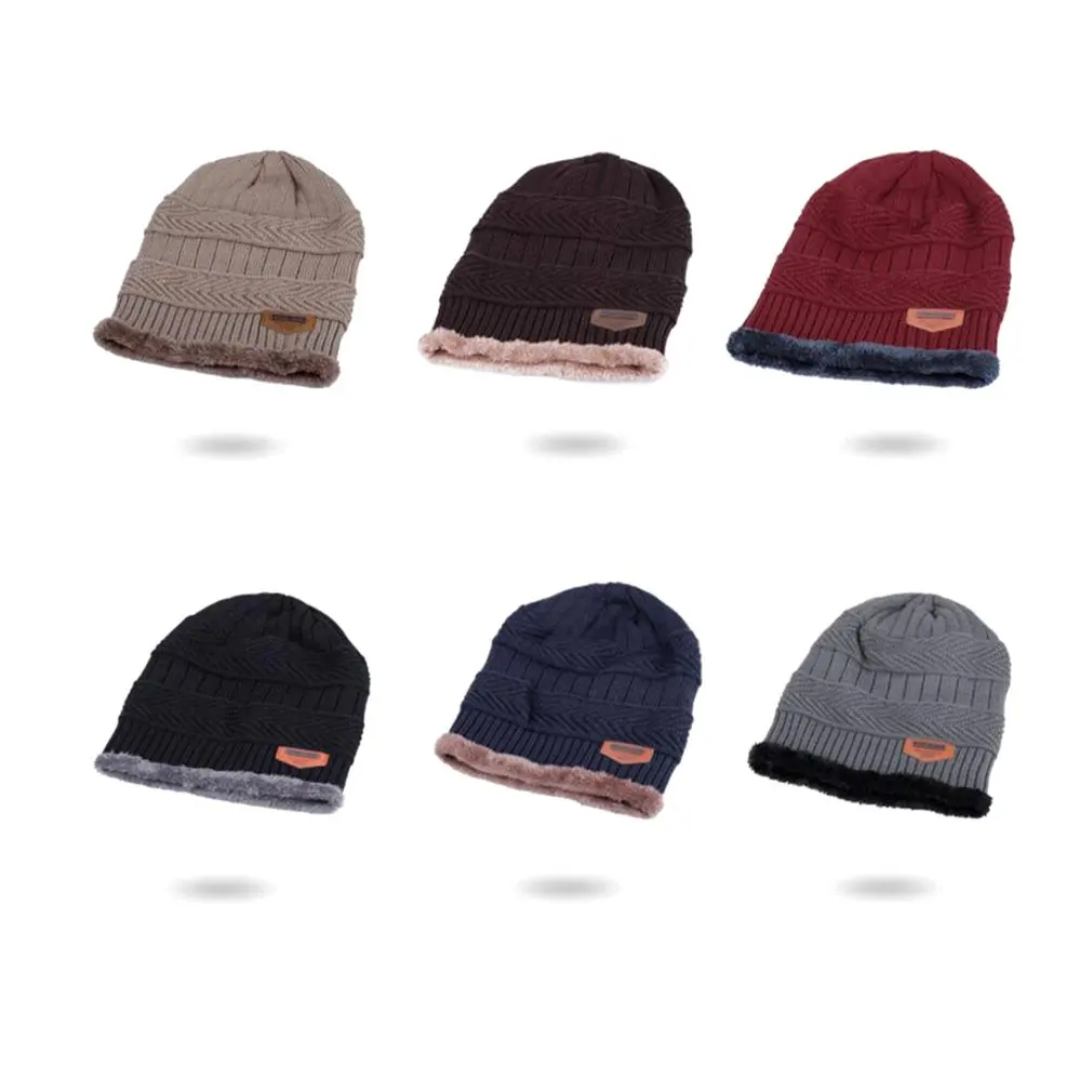 

Men's Hat Knit Wool Hat Winter Plus Velvet Warm Cover Men's Outdoor Cap Warm Fashion Men's Winter Plush Hat Knitted Beanies
