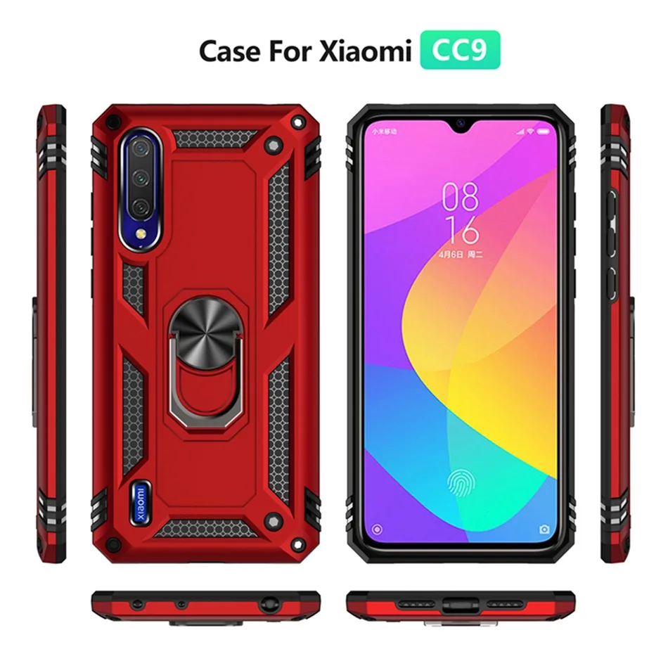 Фото Чехол-подставка для телефона с магнитным кольцом для Redmi Note 7 K20 Pro A3, чехол, армированный защитный чехол для Xiaomi CC9/CC9E/9/9SE/9T, чехлы, оболочка №5