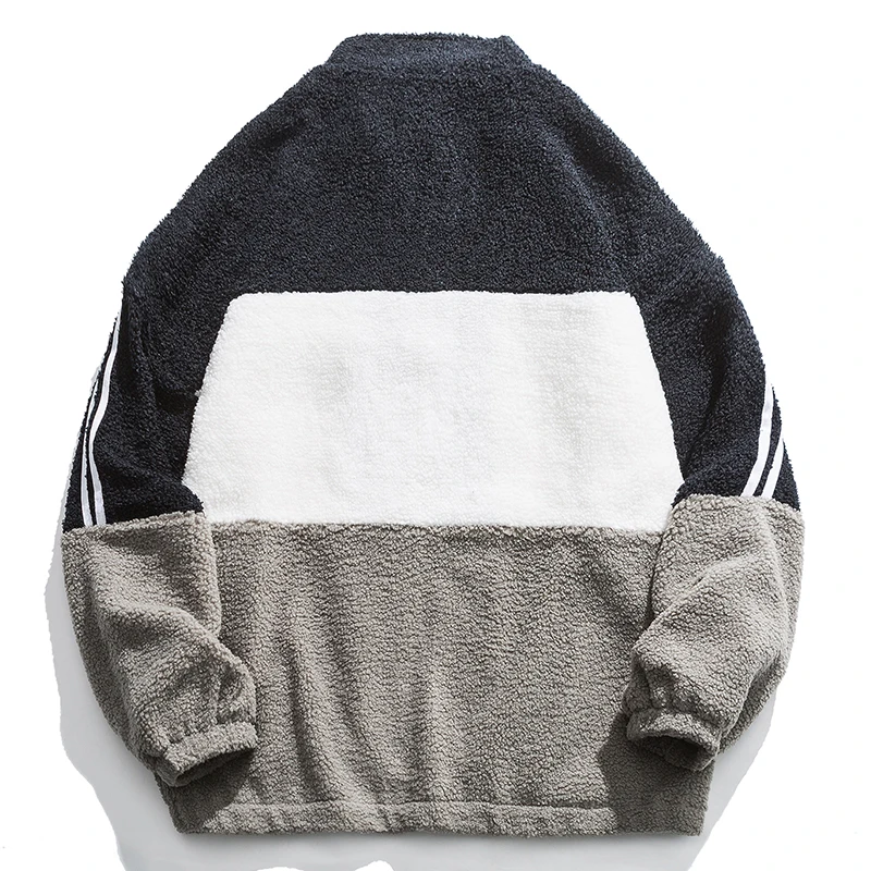 

Vintage Patchwork Hip Hop Lambswool Jackets Parkas Men Winter Stand Collar Thick Bomber Jacket Lover Streetwear Clothing