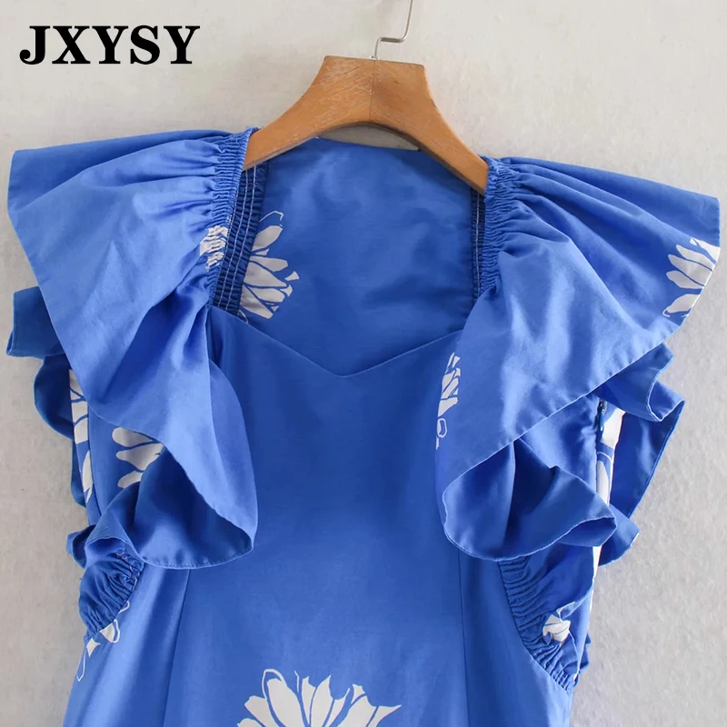 Женское платье макси из поплина JXYSY engand винтажное Каскадное с рукавом-бабочкой и