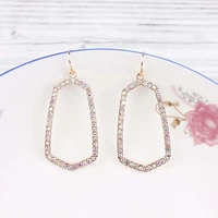 zwpon 2020 new crystal rhinestone pave hexagon dangle earrings for women wedding party bridal geometric earrings wholesale e7198
