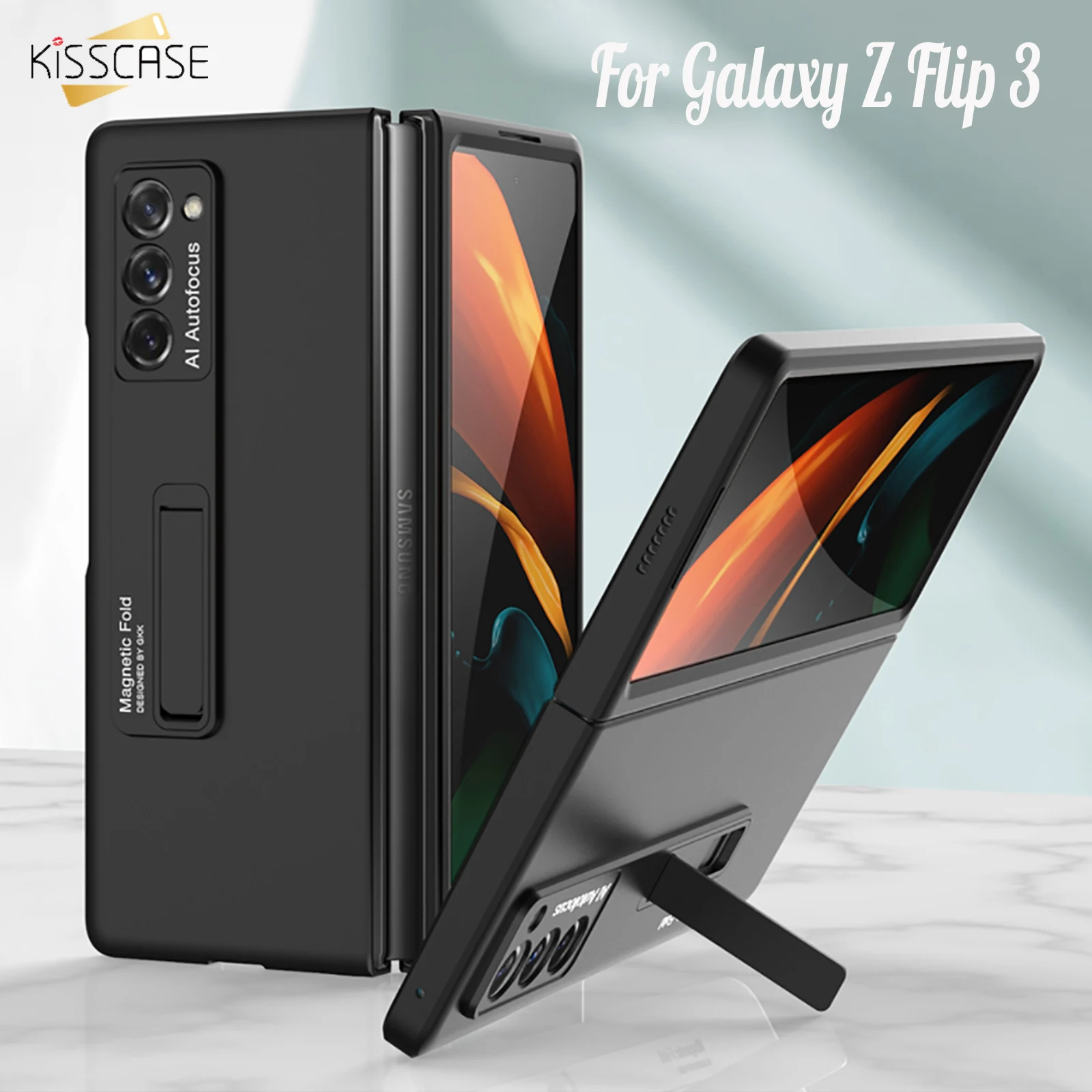 

Чехол для телефона Kisscase z flip 3, чехол для Samsung Galaxy Z Fold 3, жесткий чехол с полной защитой и функцией подставки