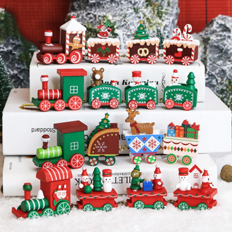 Маленький поезд деревянные украшения для дома Рождественский Декор Рождество 2020
