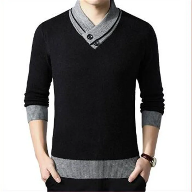

Sweater Men Pullover Coat 2019 New Man Winter Fashion V-Neck Solid Sweaters Casual Warm Knitting Jumper Sweater Male Pull Homme