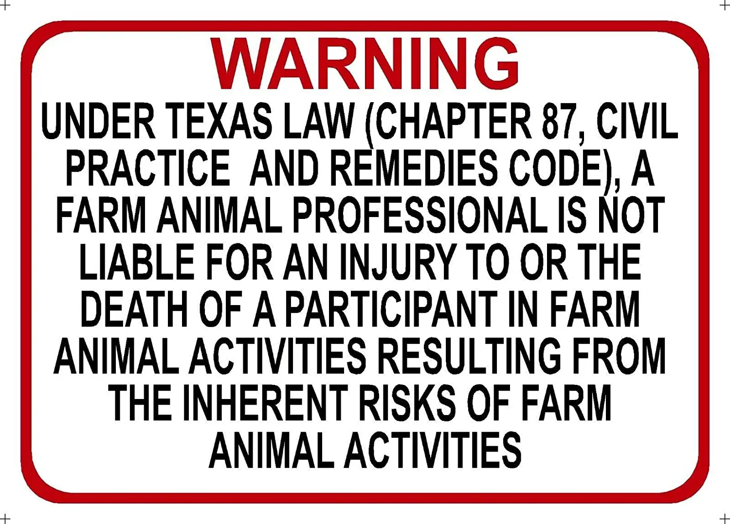 

ПредуПредупреждение ительный знак Техасская ферма, Профессиональная ответственность, знак, глава 87, гражданская практика, код безопасност...