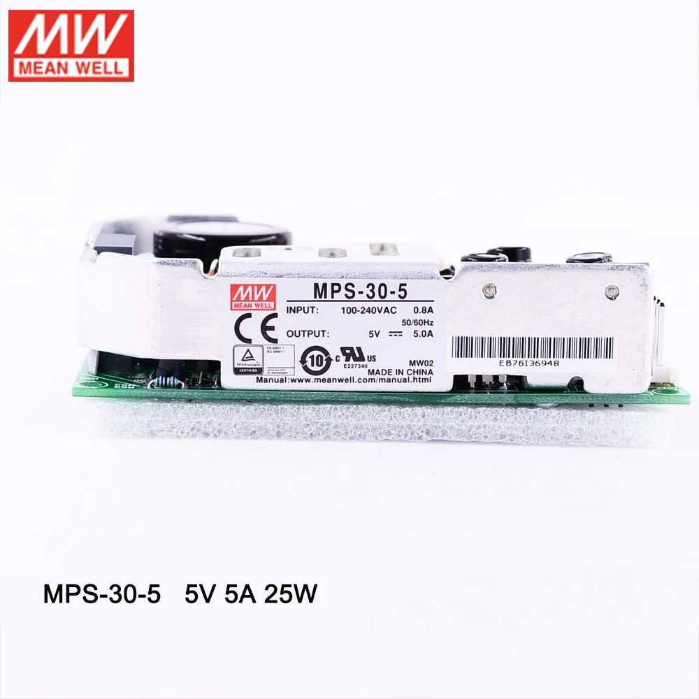 Бренд MEAN WELL представляет MPS 30 5 5A 5V DC 25W Медицинский Класс открытая рамка