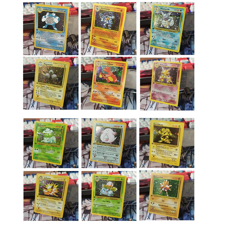 

POKEMON FIGUR 12Pcs1966 edition first generation Charizard Pikachu Ninetales Bulbasaur Mewtwo anime figure Collection card toys