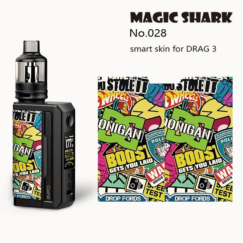 Матовая стерео Наклейка для Voopoo Drag 3 с изображением волшебной акулы милого