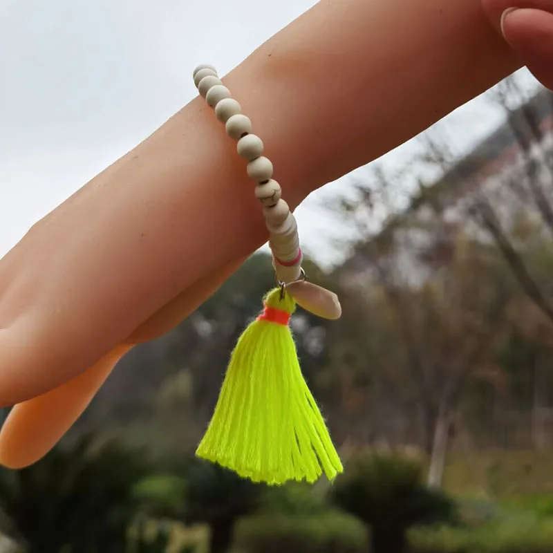 Классический браслет в стиле бохо Женский хлопковый ручной работы с кисточками и