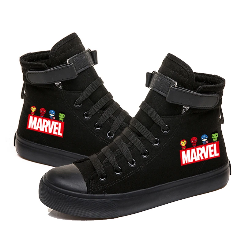 Новая холщовая Обувь Кеды Marvel супергероя Женская Мужская обувь повседневная обувь со шнуровкой и принтом спортивная обувь для отдыха обувь на плоской подошве